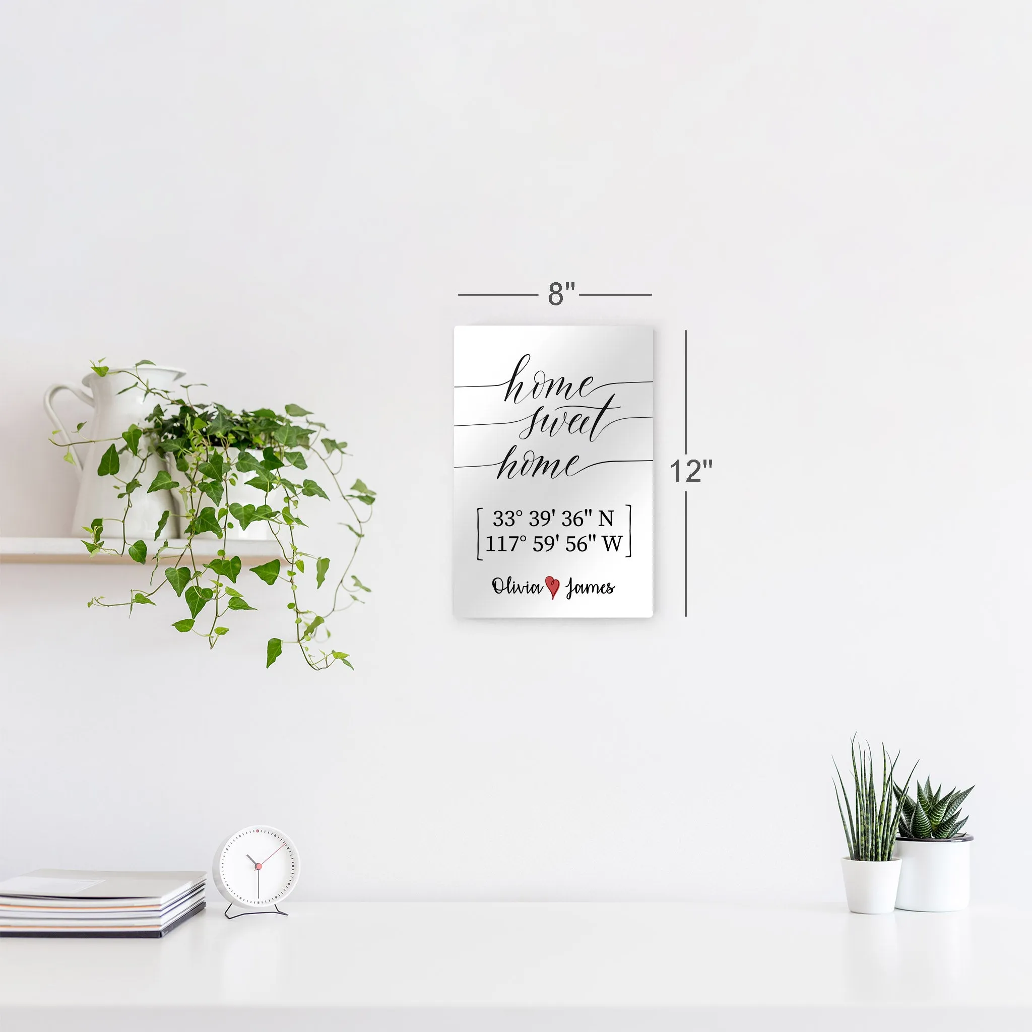 Personalized Gift Wall Art with Couple Names and Coordinates Home Sweet Home Design