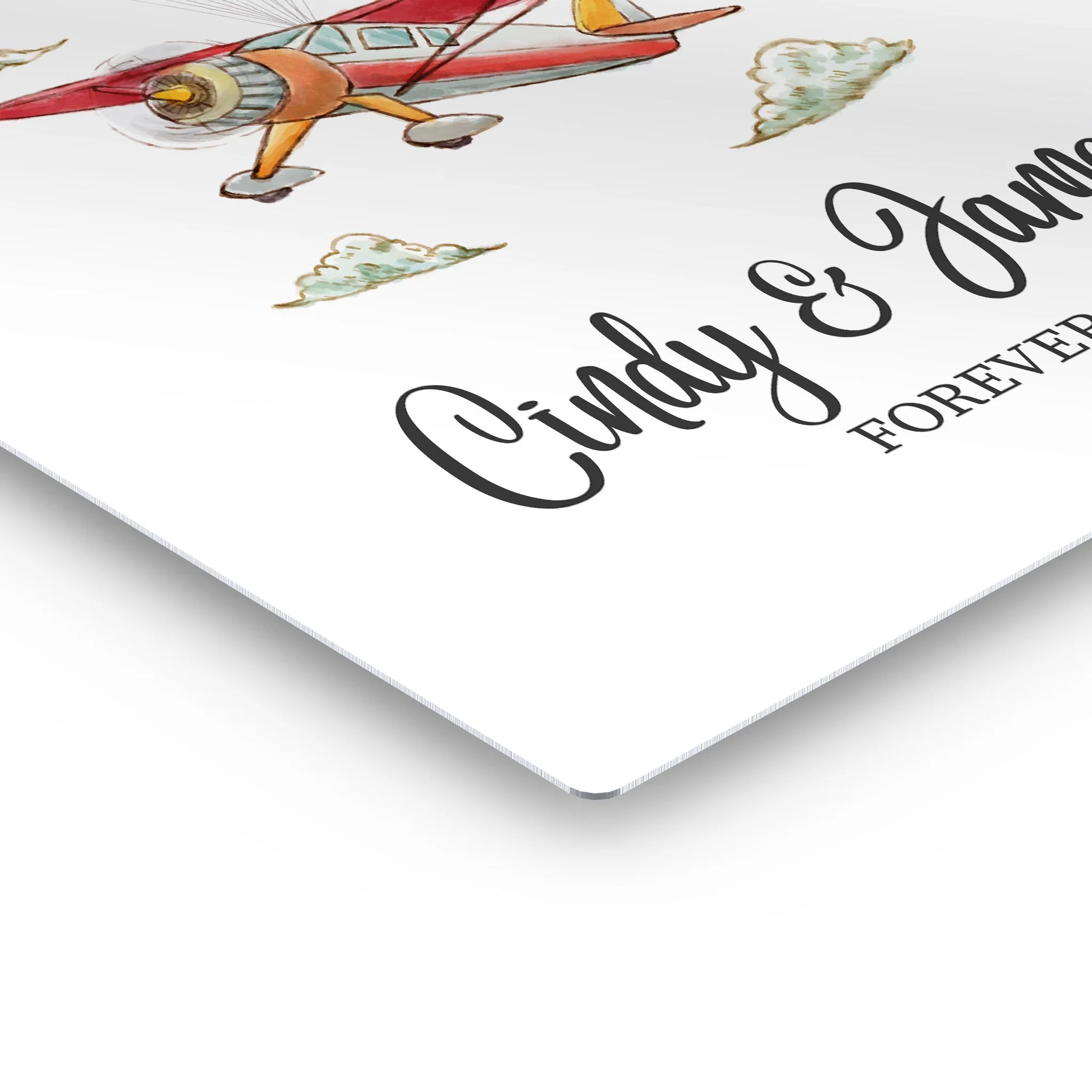 Personalized Gift Wall Art with Couple Names Glider and Baloons Forever Design