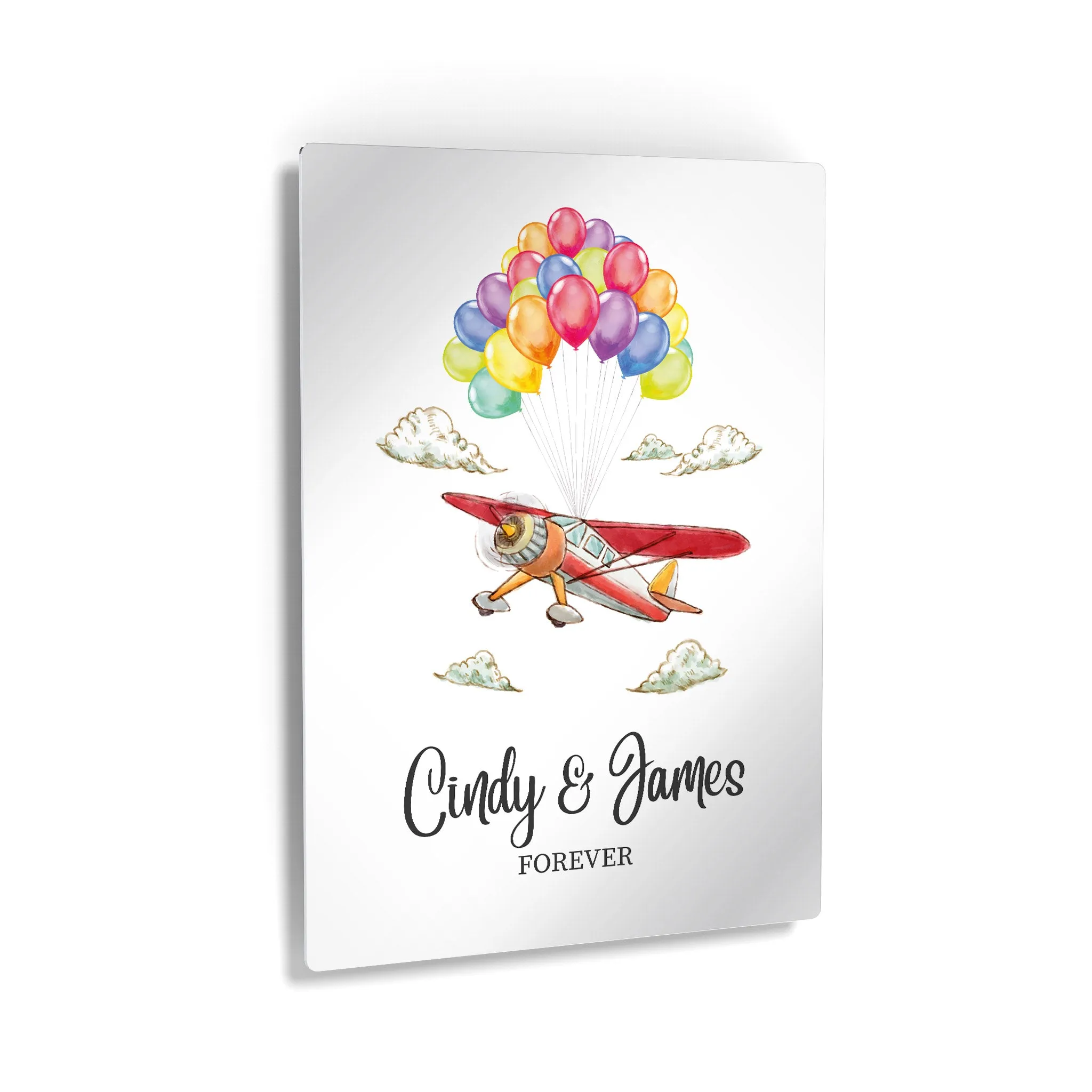 Personalized Gift Wall Art with Couple Names Glider and Baloons Forever Design