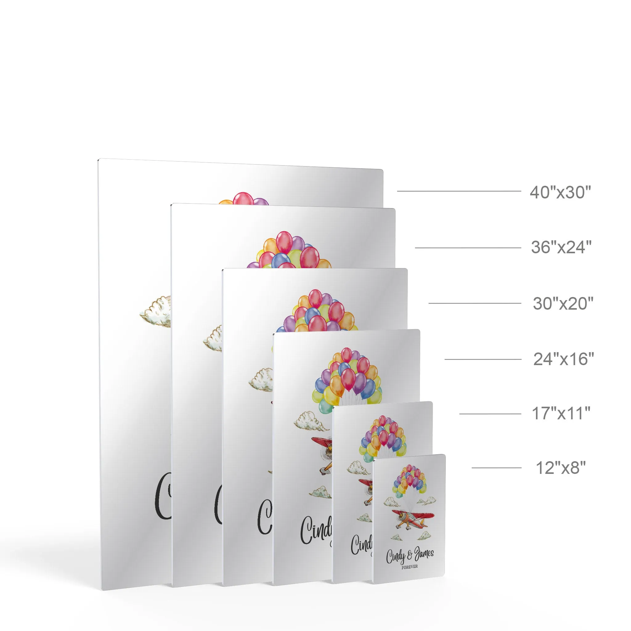 Personalized Gift Wall Art with Couple Names Glider and Baloons Forever Design