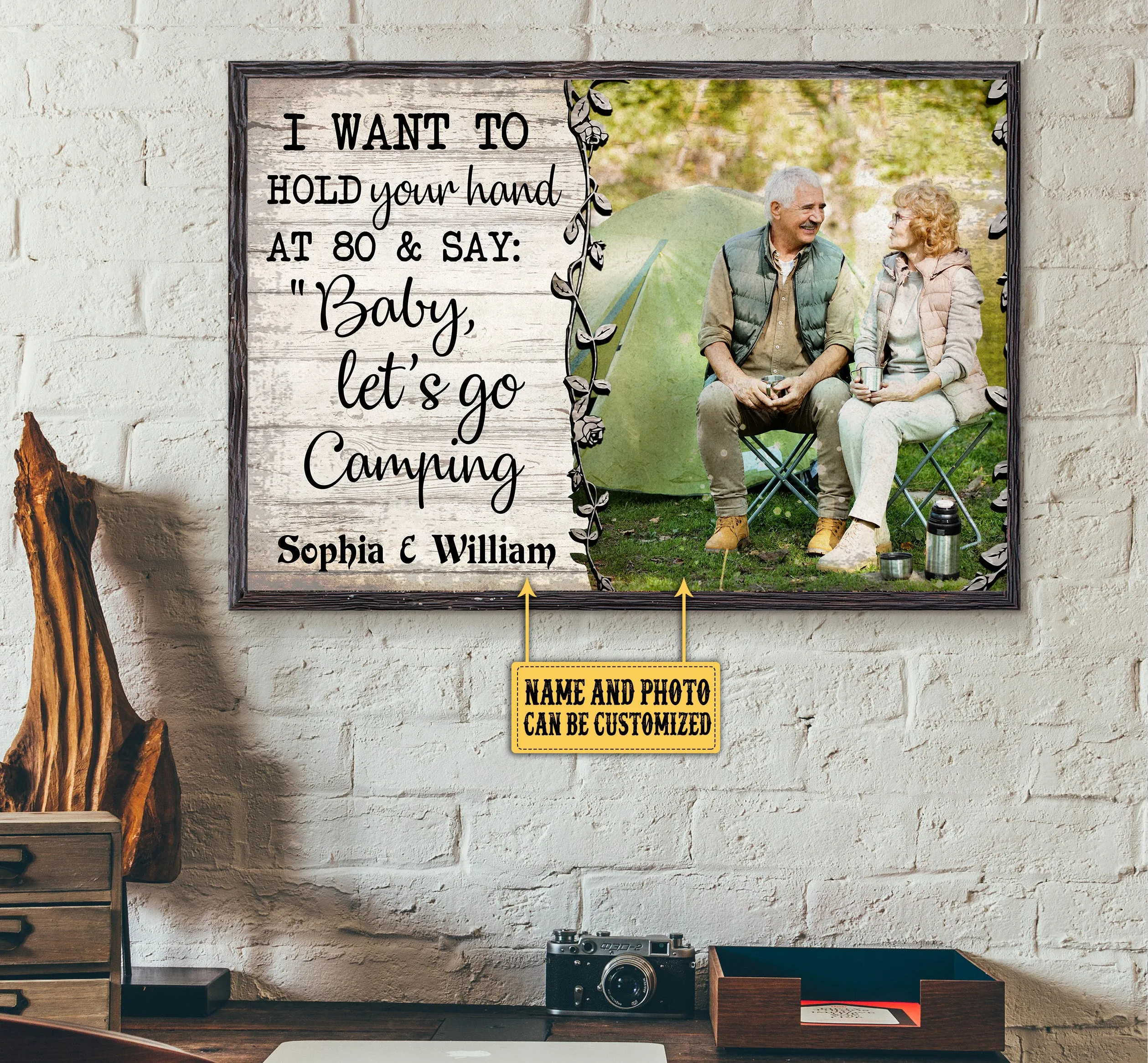 Personalized I Want To Hold Your Hand Couple Camping Poster & Canvas