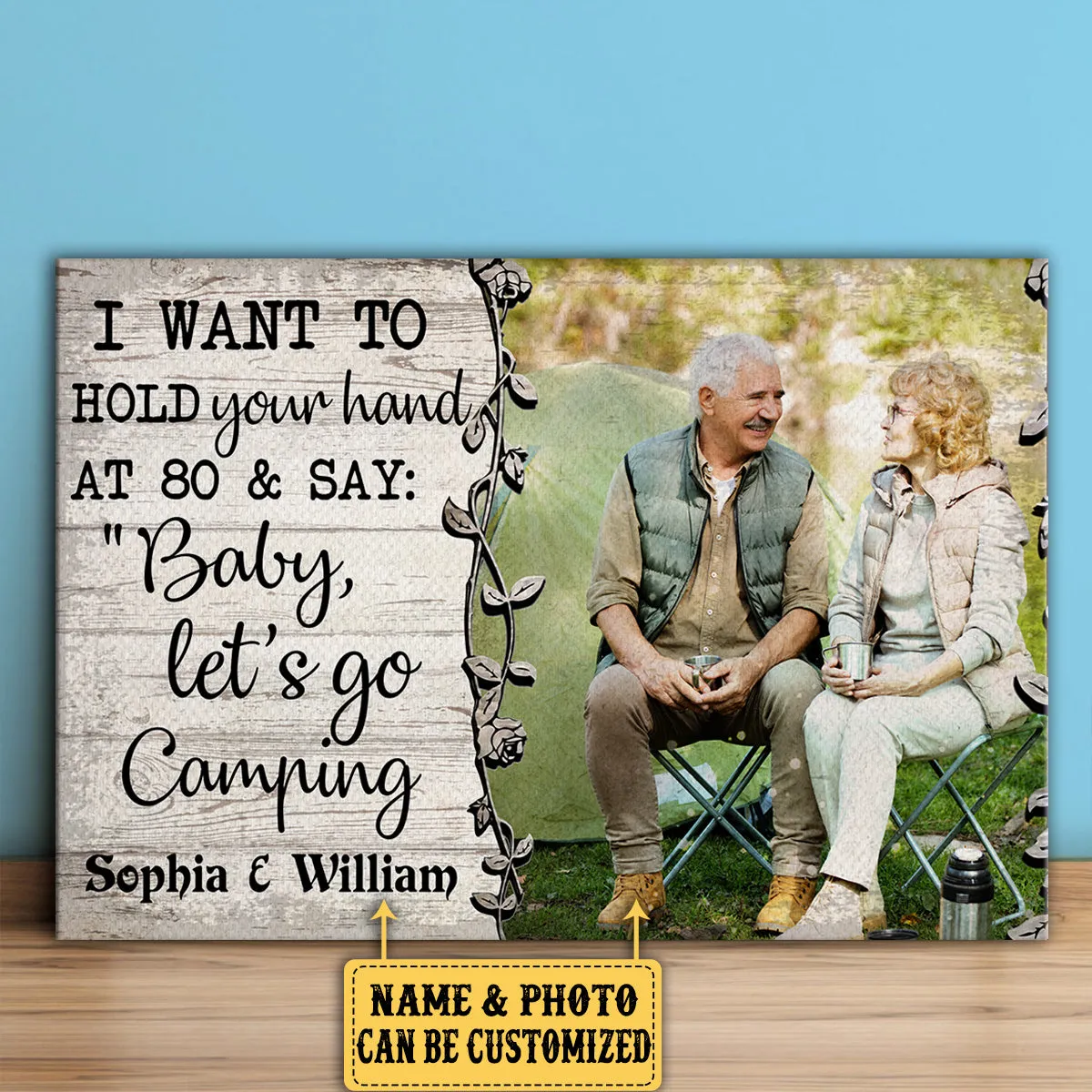 Personalized I Want To Hold Your Hand Couple Camping Poster & Canvas