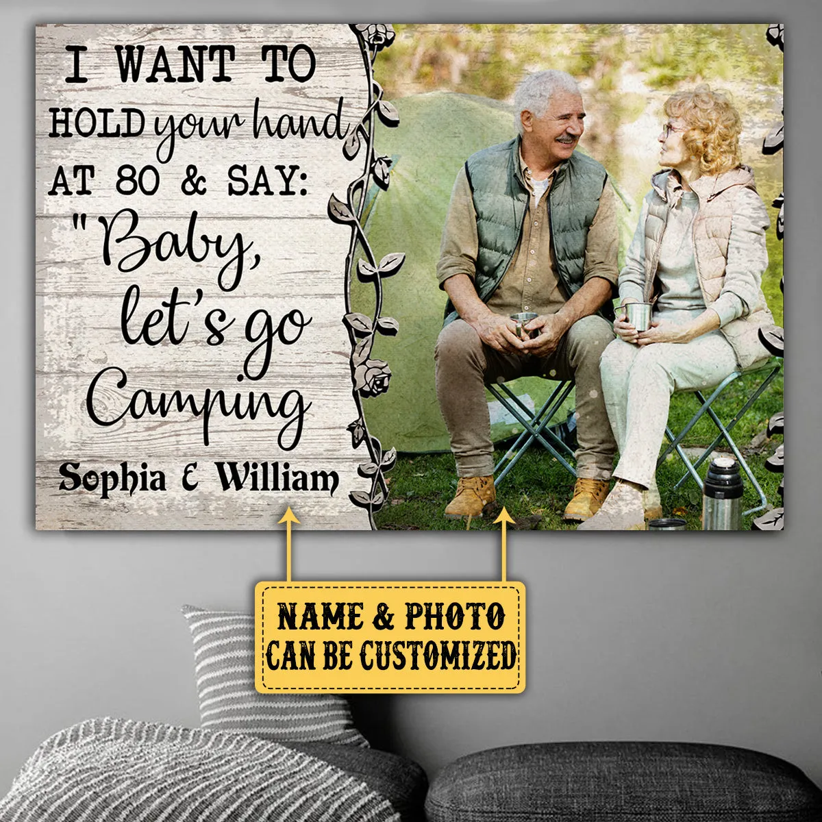 Personalized I Want To Hold Your Hand Couple Camping Poster & Canvas