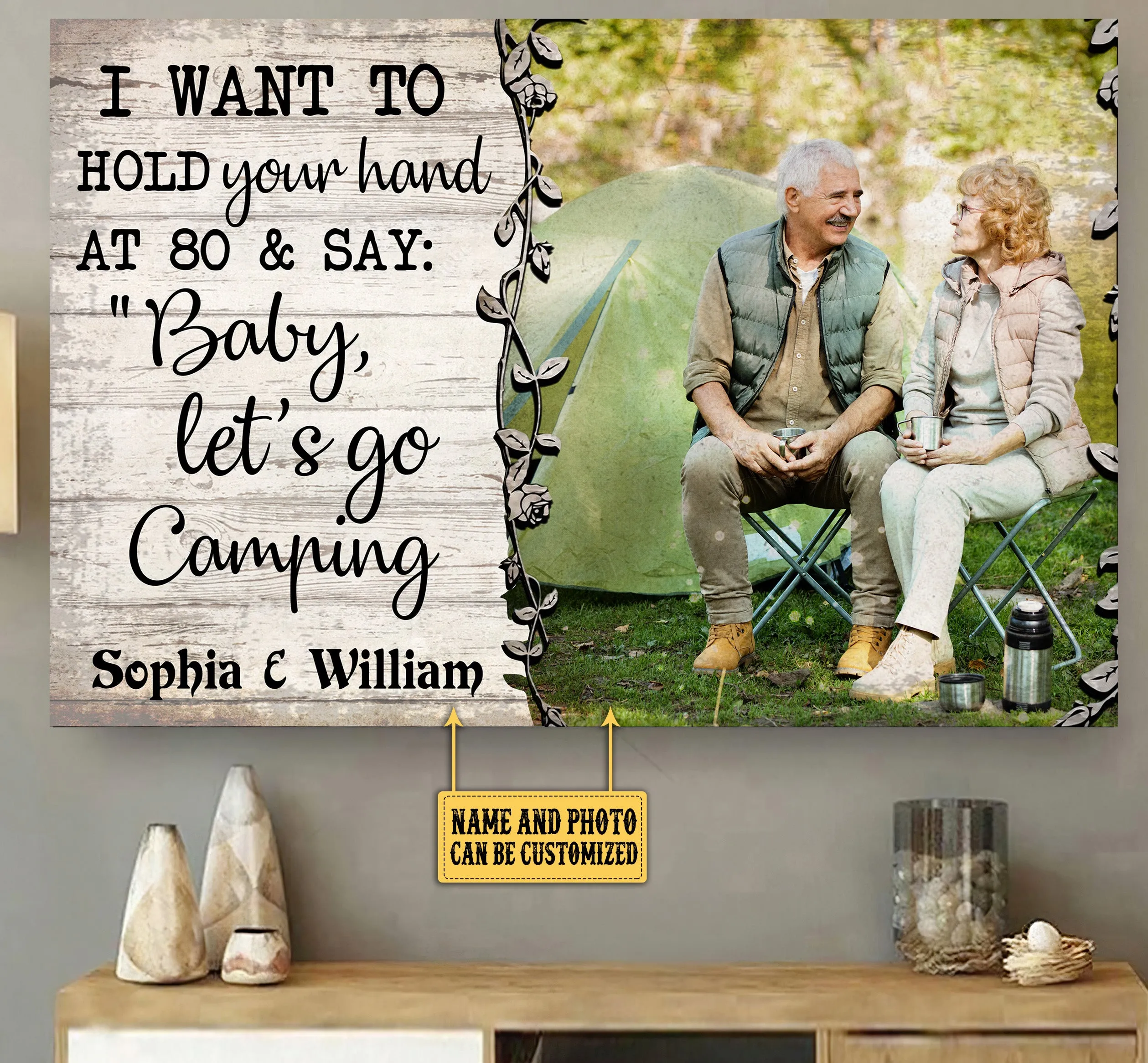Personalized I Want To Hold Your Hand Couple Camping Poster & Canvas