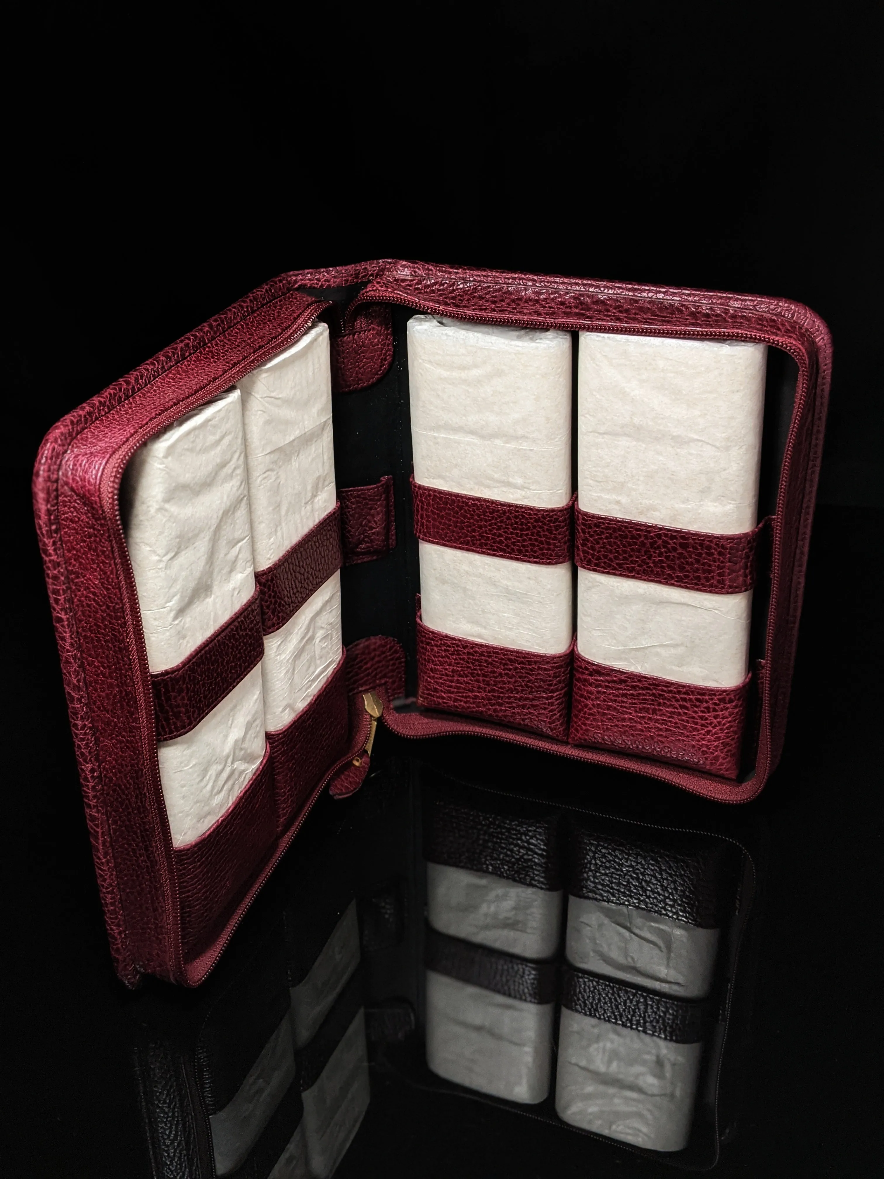 pheasant by R.D.Gomez made in Spain Bordeaux  Leather  Case NIB