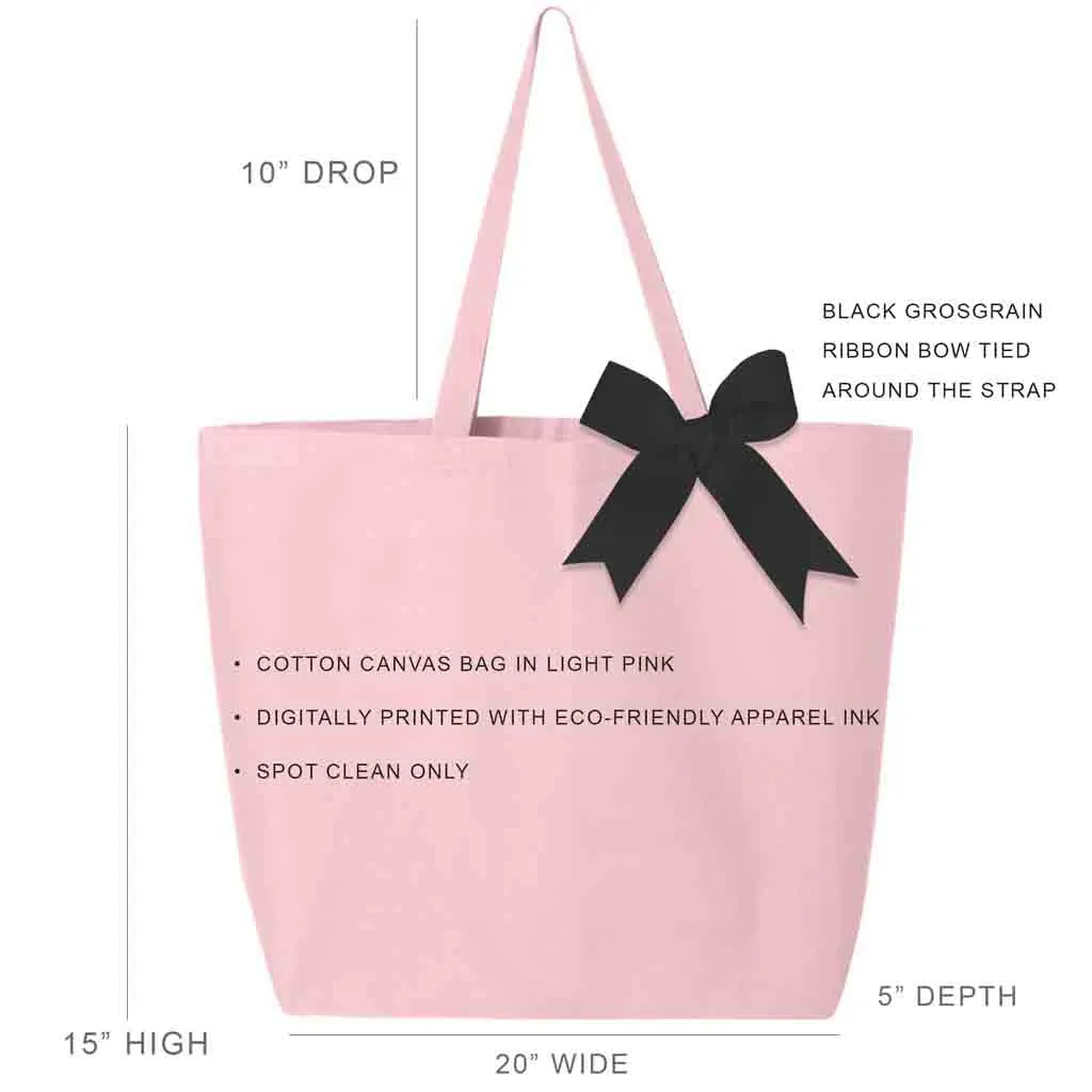 Phi Sigma Sigma Pink Canvas Tote Bag with Black Bow