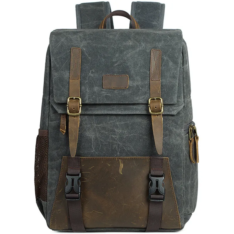 Photo Backpack Canvas Camera Bag with USB Charging