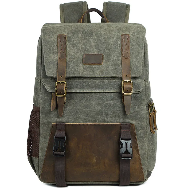 Photo Backpack Canvas Camera Bag with USB Charging