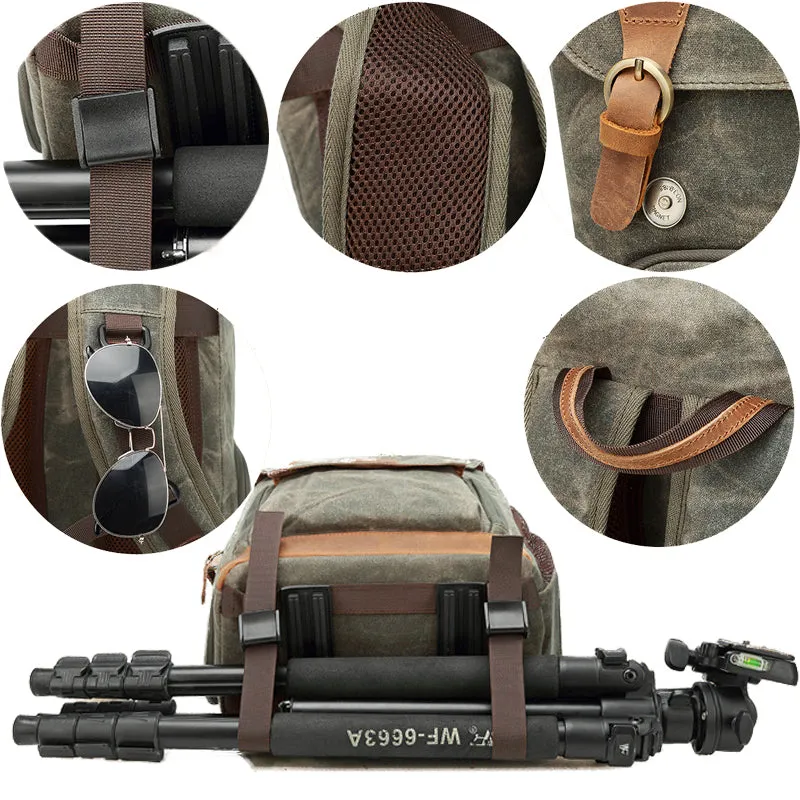 Photo Backpack Canvas Camera Bag with USB Charging