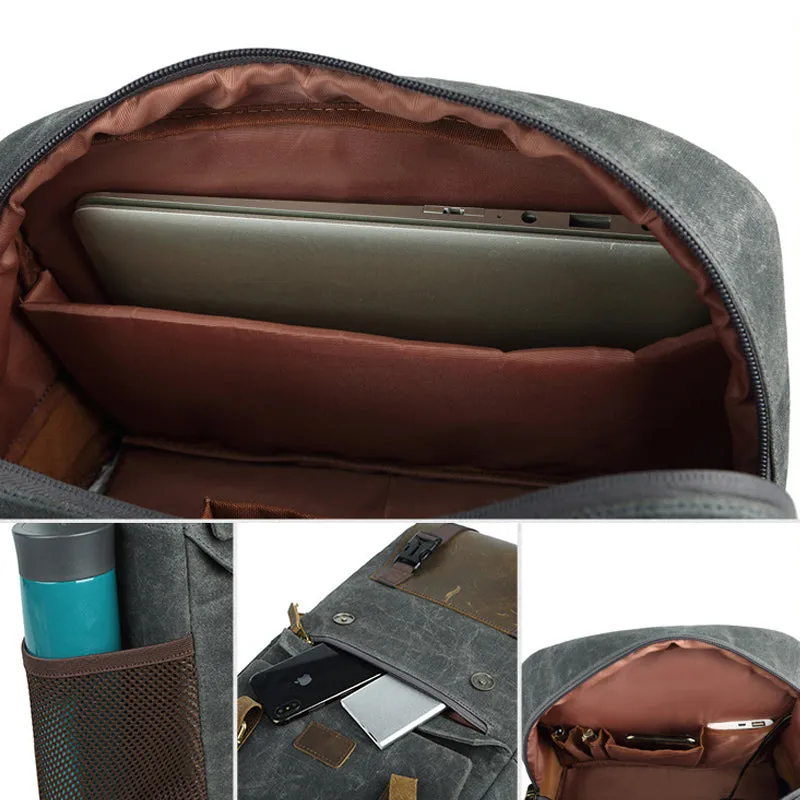Photo Backpack Canvas Camera Bag with USB Charging