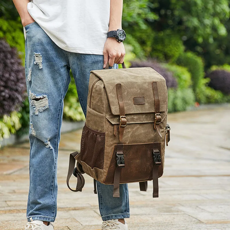 Photo Backpack Canvas Camera Bag with USB Charging