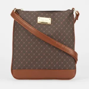 Pierre Cardin Women's Gulianna AOP Logo Crossbody Bag Brown Tan
