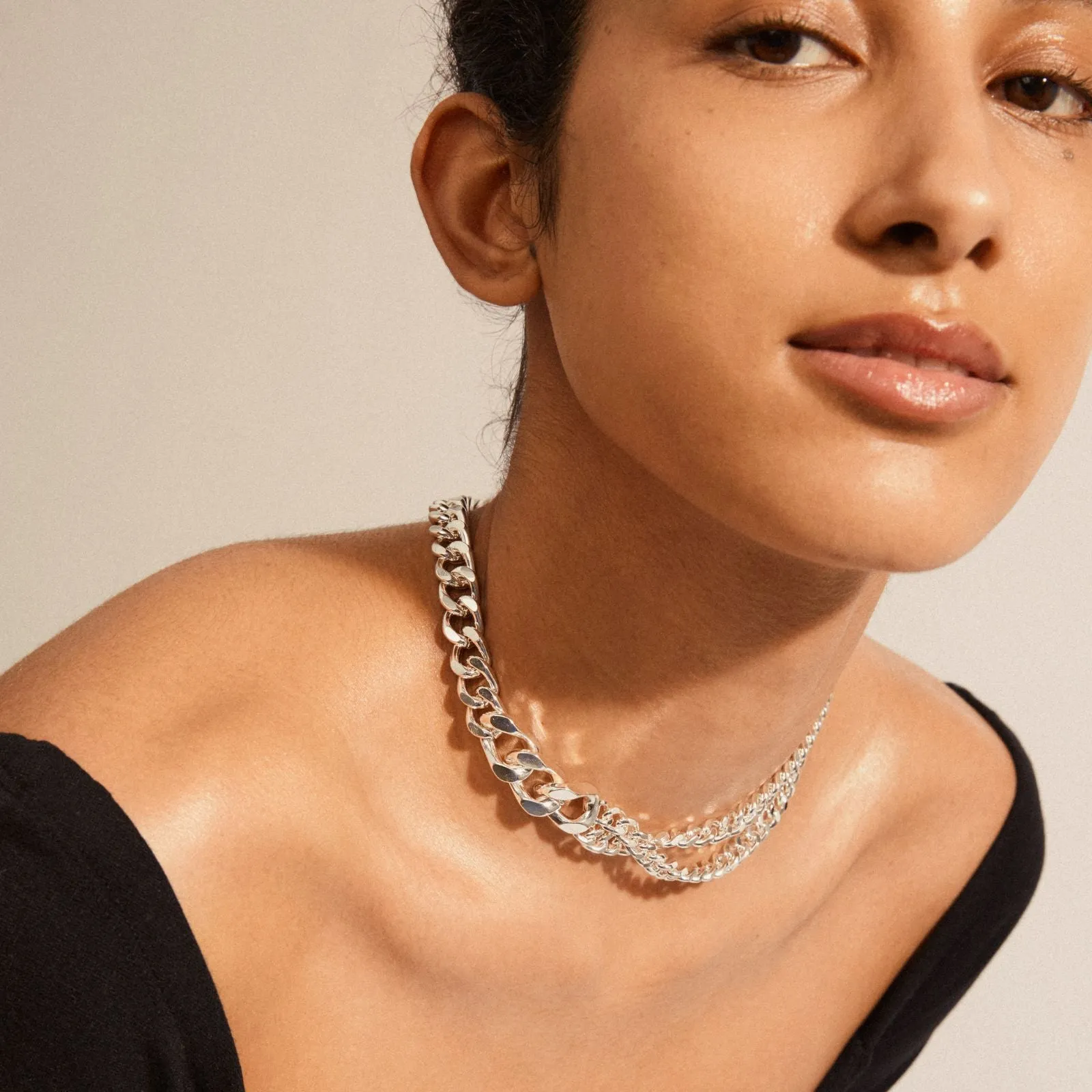 Pilgrim Friends Chunky Curb Chain Silver Necklace