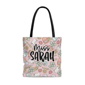 PINK RETRO SCHOOL THEME TOTE BAG