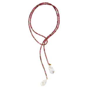 Pink Tourmaline and Pyrite Ombre Classic Gemstone Lariat