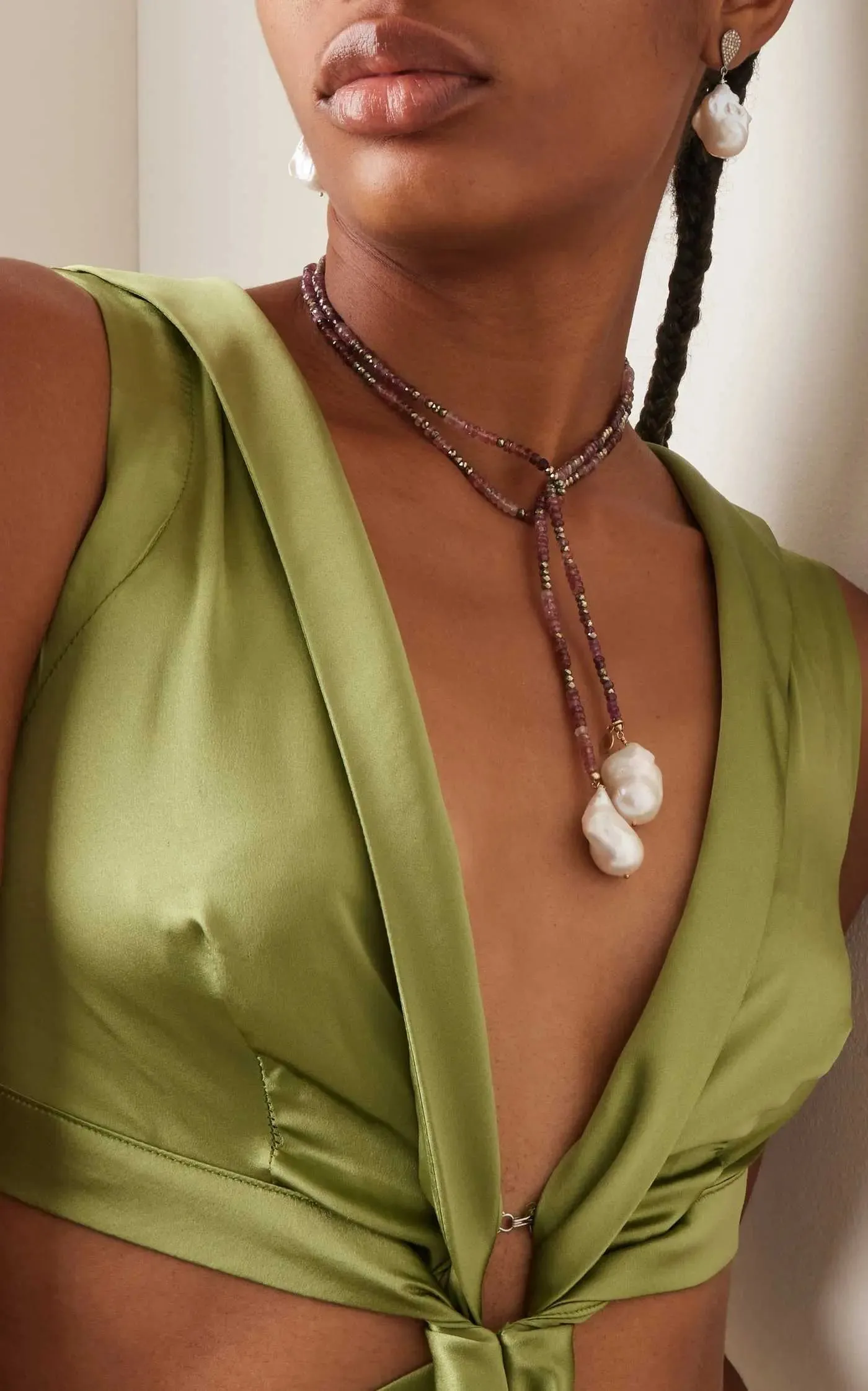Pink Tourmaline and Pyrite Ombre Classic Gemstone Lariat