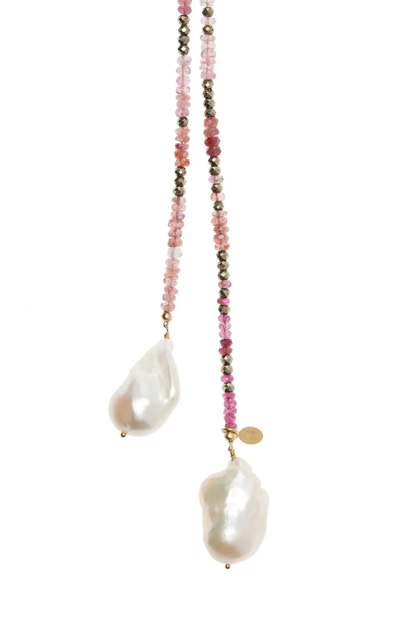 Pink Tourmaline and Pyrite Ombre Classic Gemstone Lariat