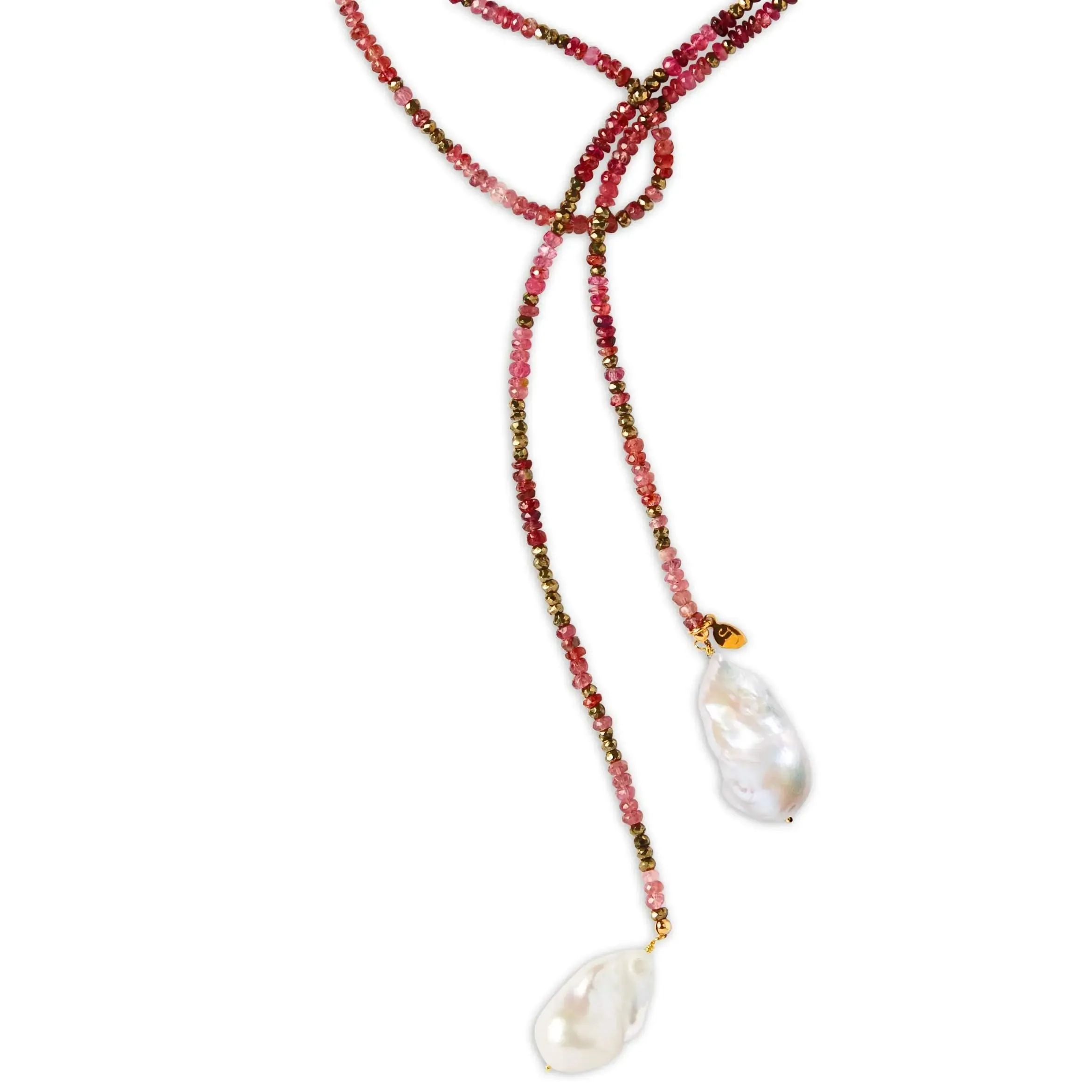 Pink Tourmaline and Pyrite Ombre Classic Gemstone Lariat