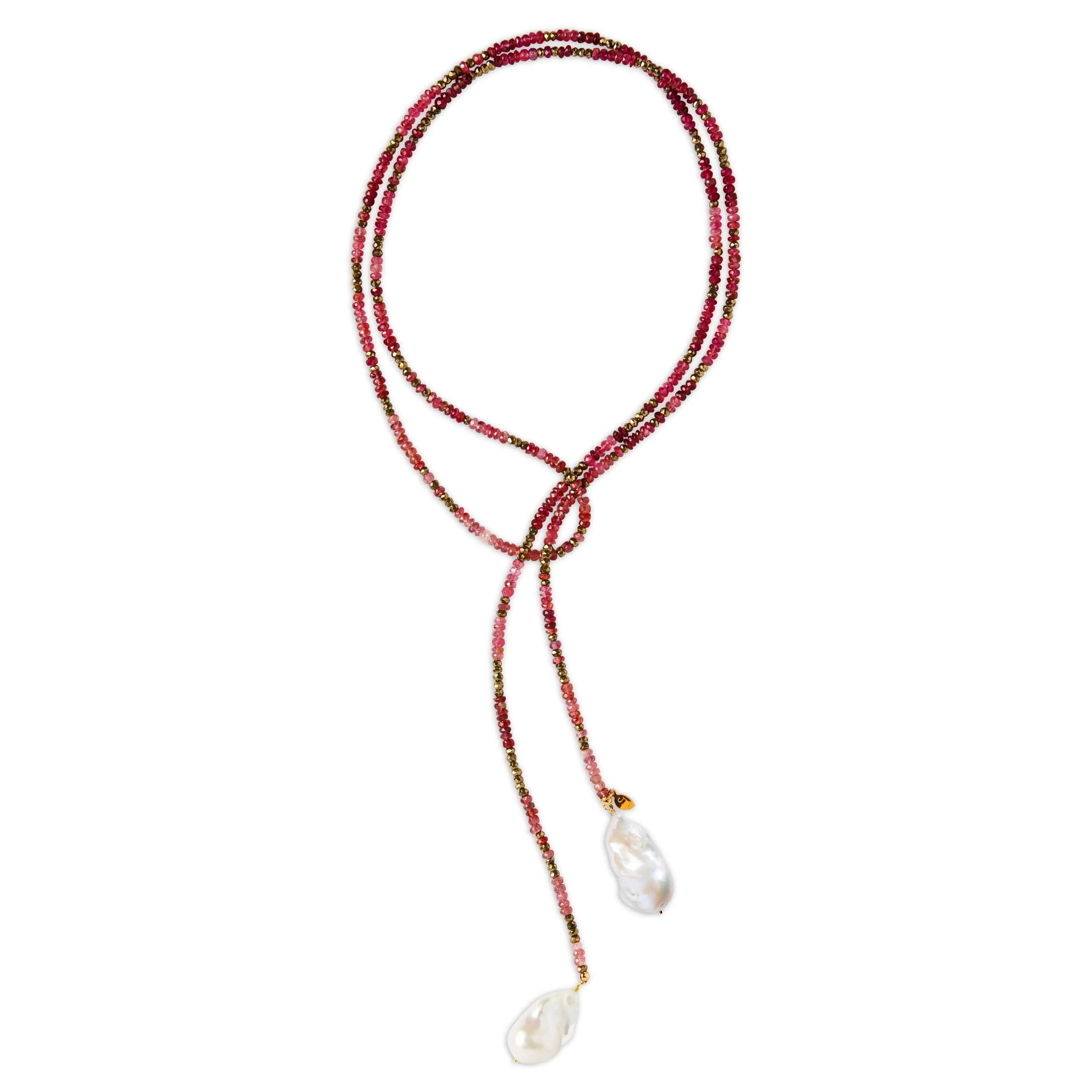 Pink Tourmaline and Pyrite Ombre Classic Gemstone Lariat