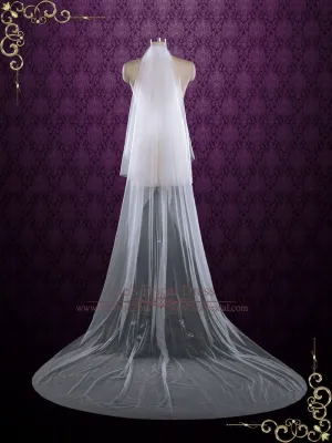 Plain Soft Tulle Chapel Length Wedding Veil with Blusher VG1040
