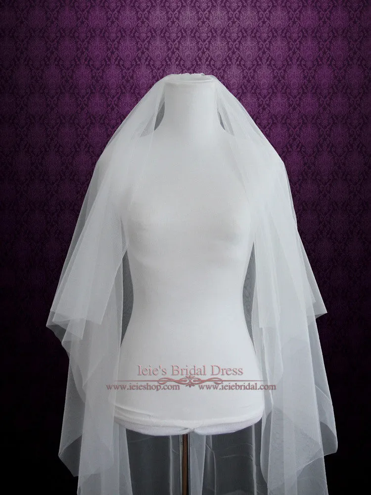 Plain Soft Tulle Chapel Length Wedding Veil with Blusher VG1040