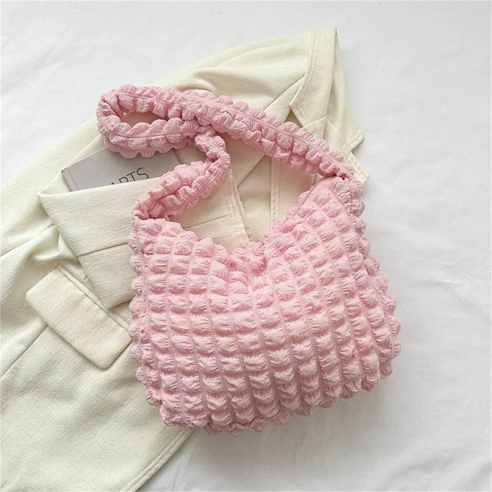 Pleated Design Crossbody Bag with Embroidery