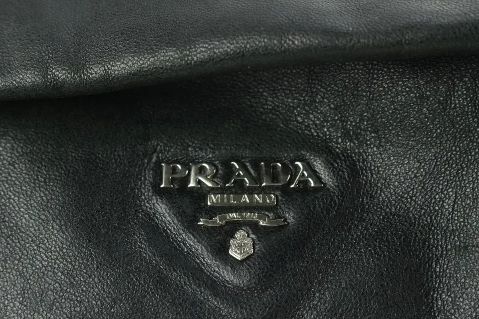 Prada Black Leather Shopper Tote Bag 14p19