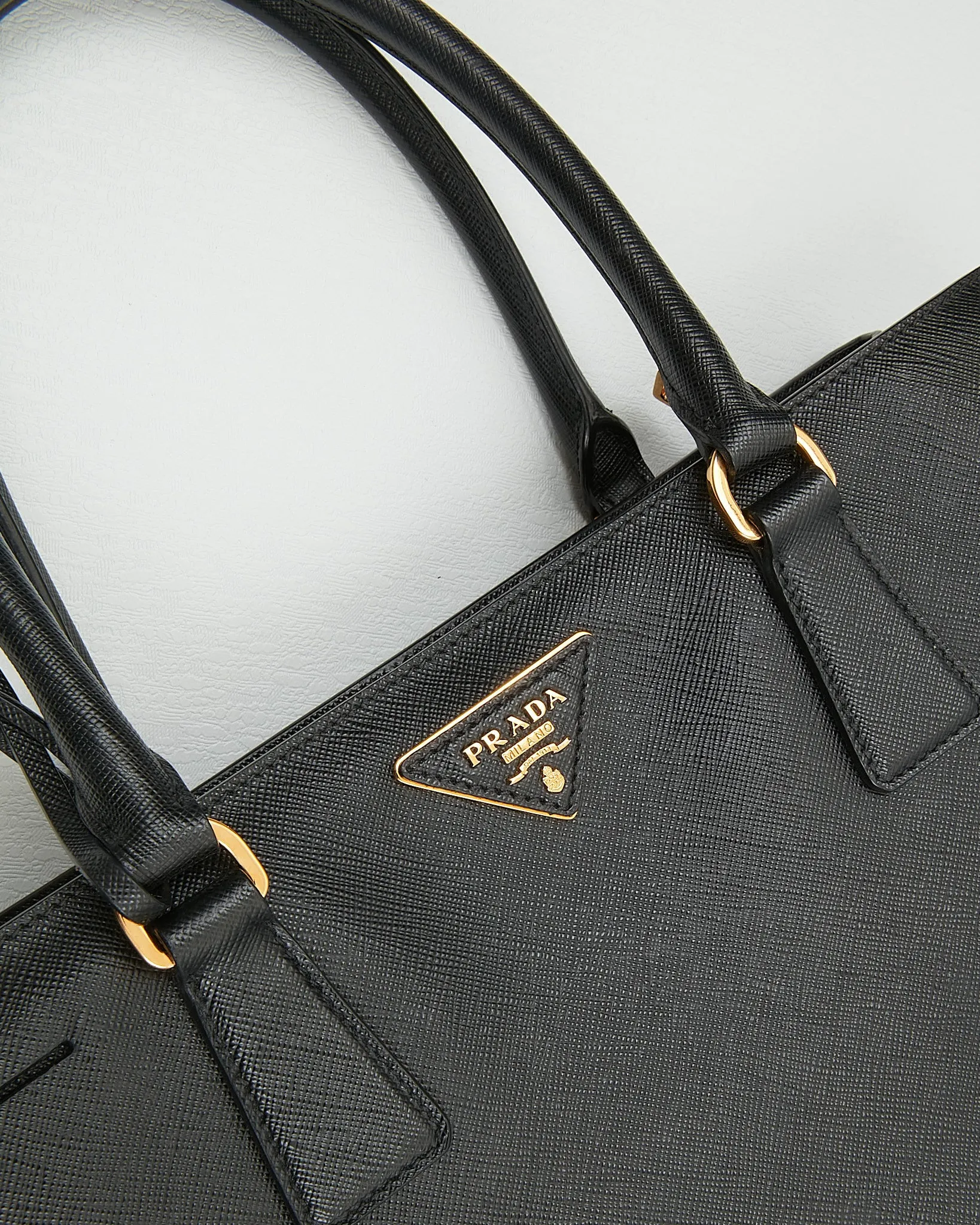Prada Black Saffiano Leather Lux Tote Medium Bag