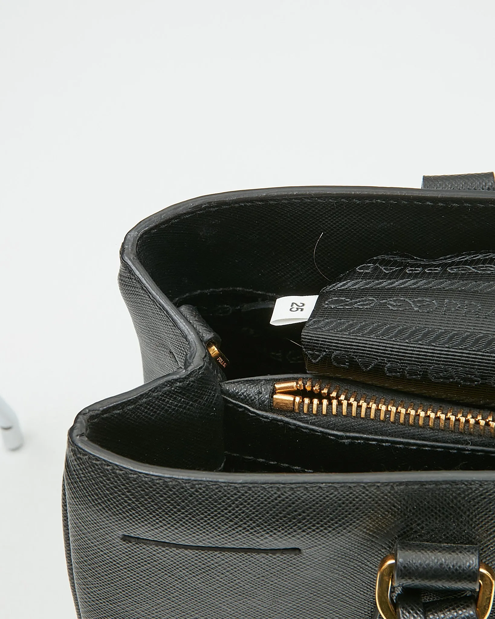 Prada Black Saffiano Leather Lux Tote Medium Bag