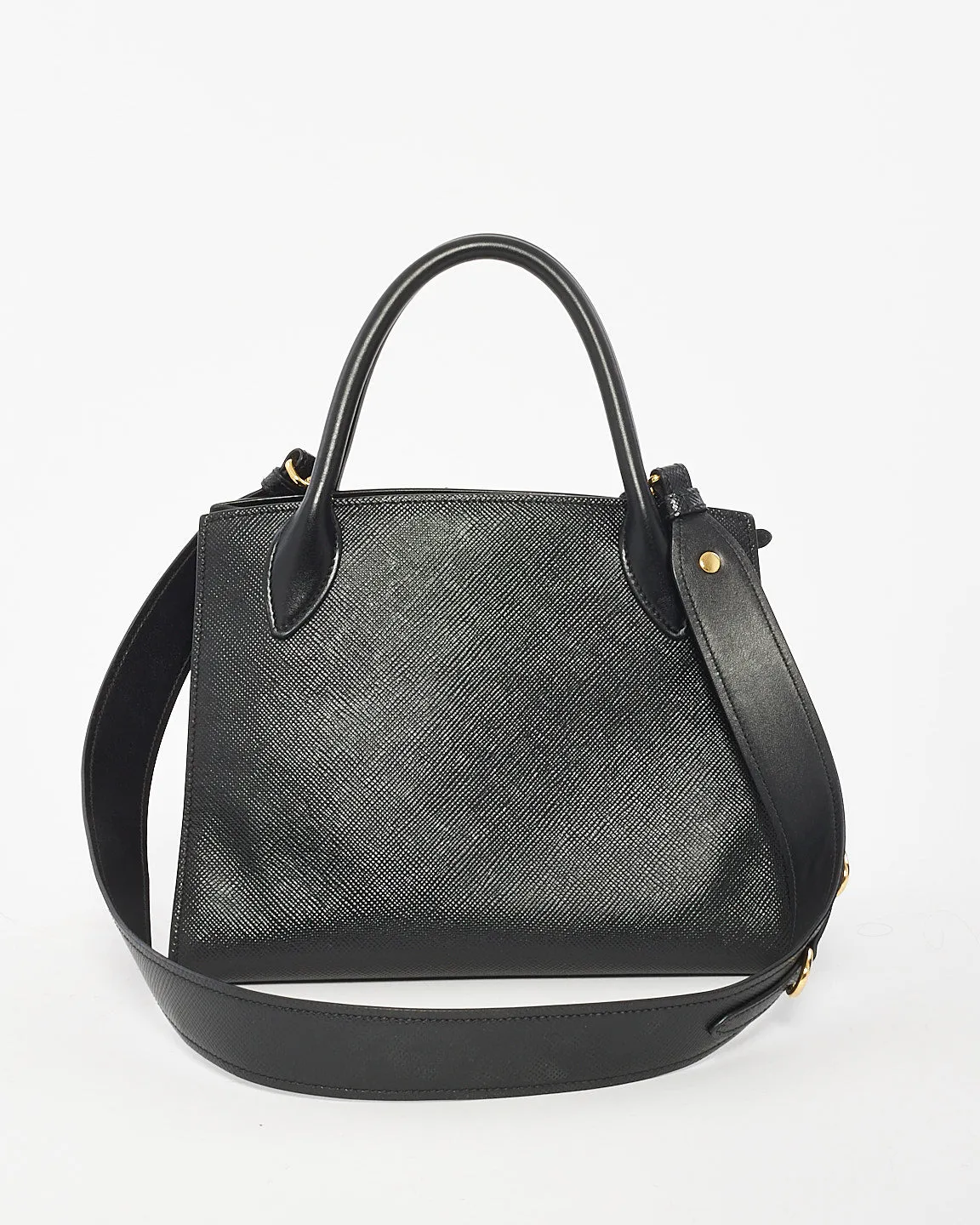 Prada Black Saffiano Leather Small Monochrome Tote