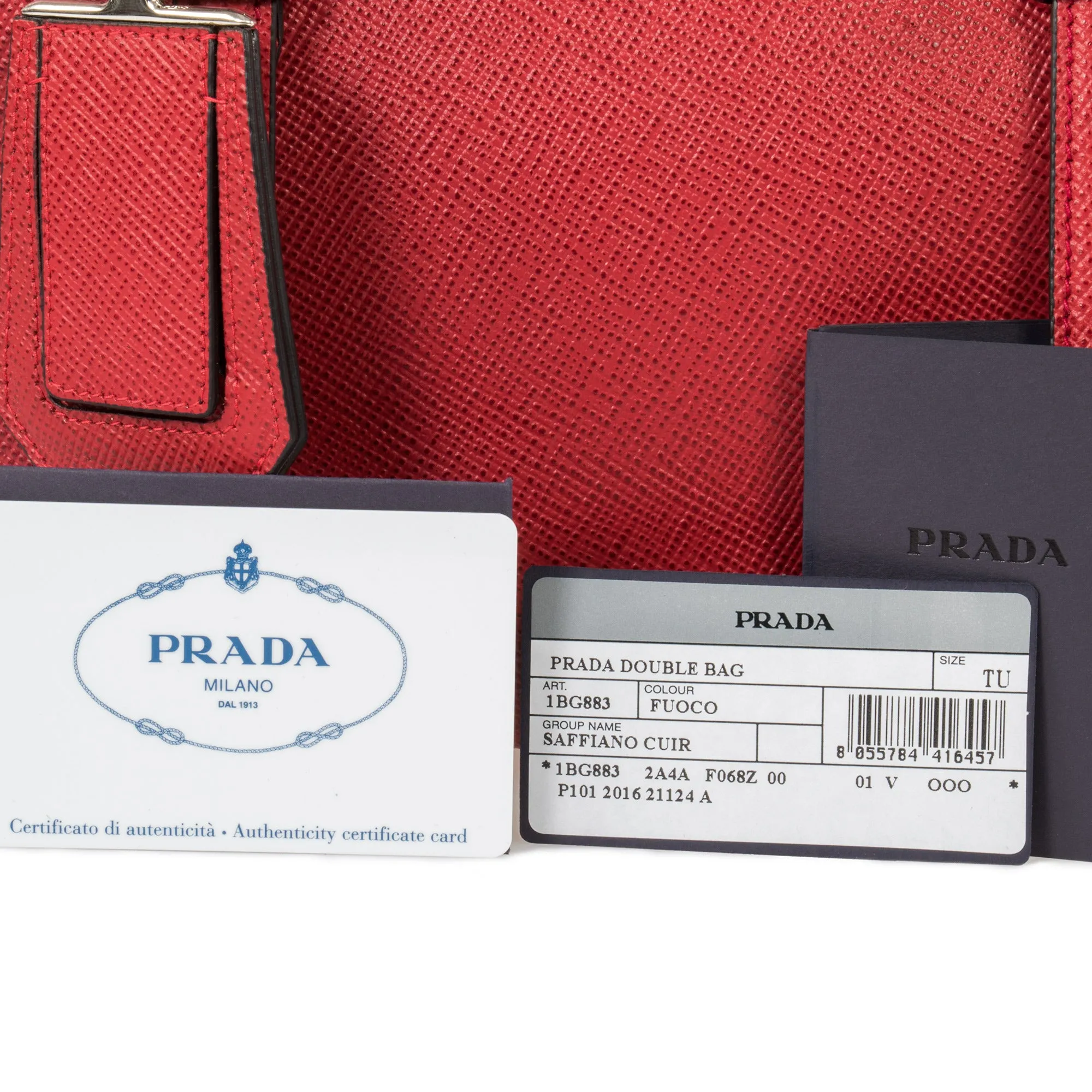 Prada Double Tote Leather Bag 1BG883 F068Z | Red/Fuoco | Small