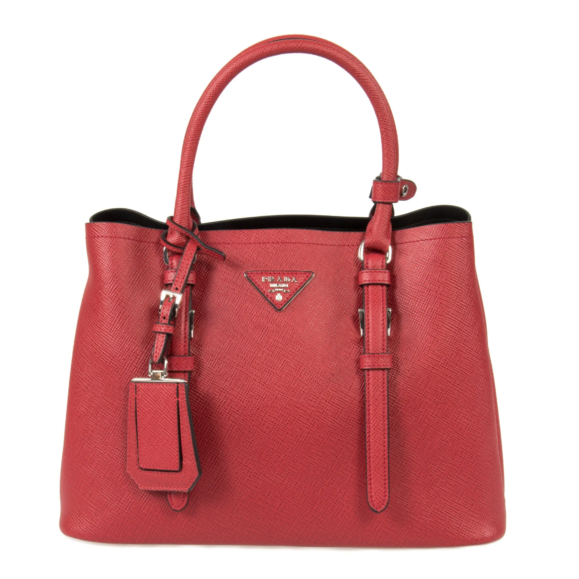 Prada Double Tote Leather Bag 1BG883 F068Z | Red/Fuoco | Small