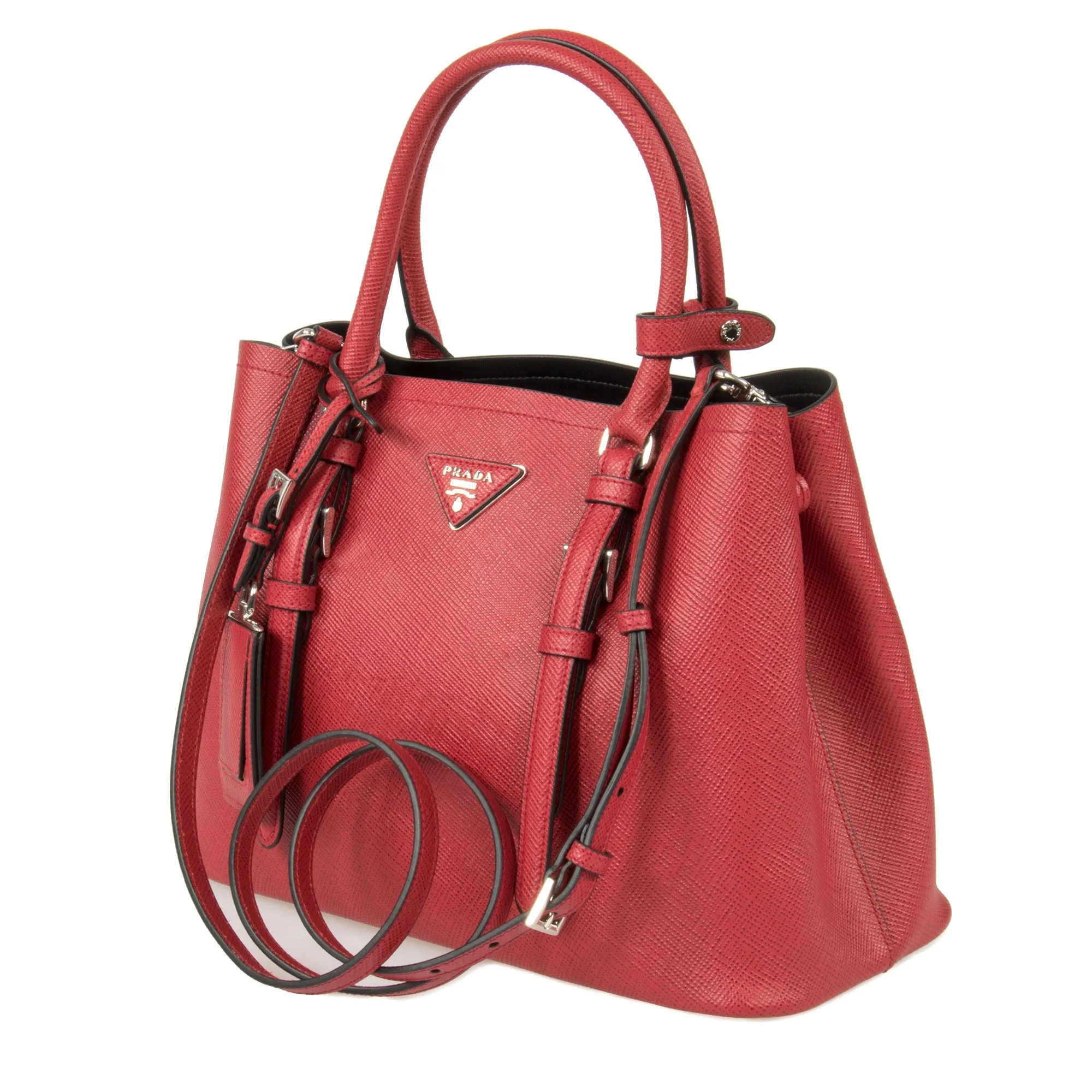 Prada Double Tote Leather Bag 1BG883 F068Z | Red/Fuoco | Small