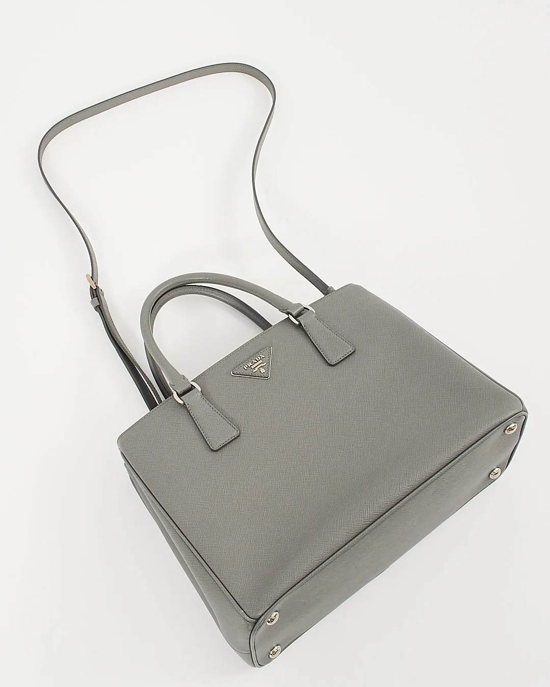 Prada Grey Saffiano Leather Lux Tote Medium Bag