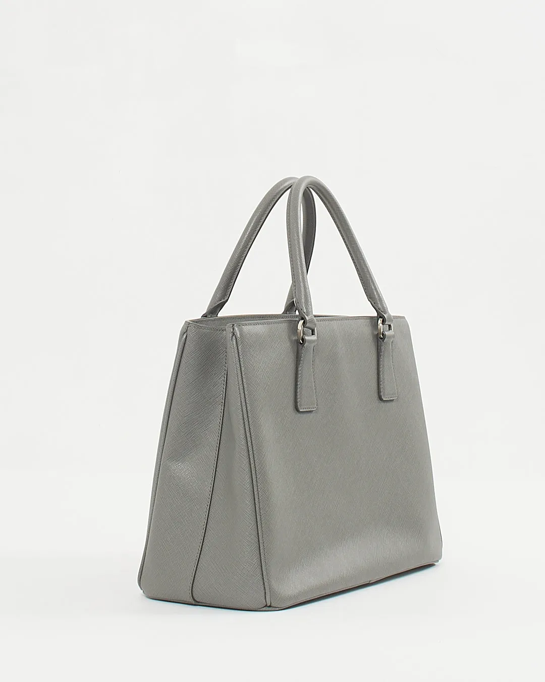 Prada Grey Saffiano Leather Lux Tote Medium Bag