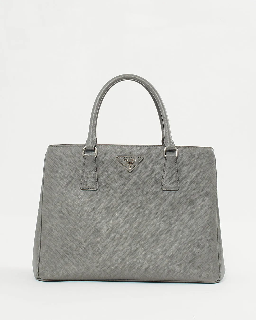Prada Grey Saffiano Leather Lux Tote Medium Bag