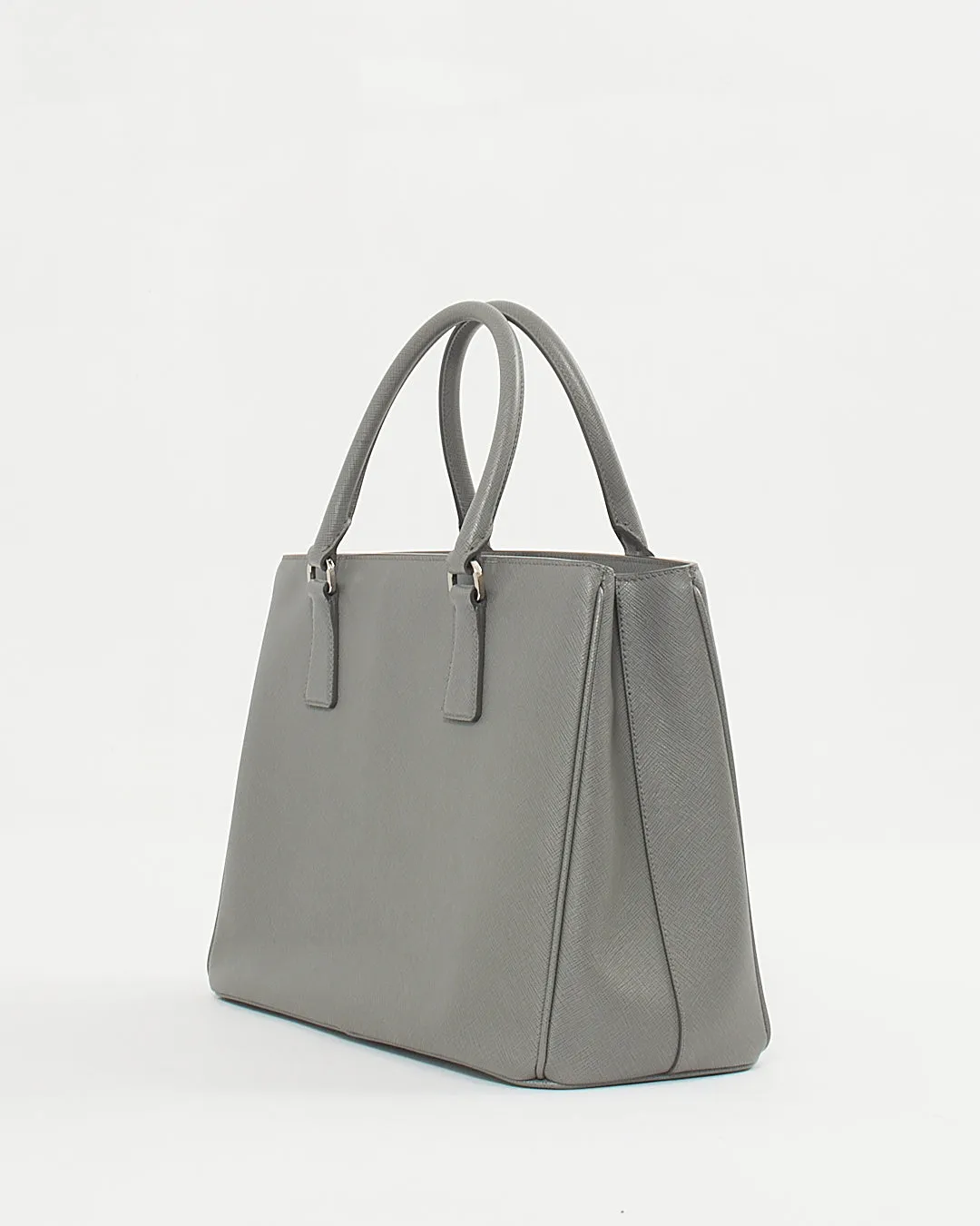 Prada Grey Saffiano Leather Lux Tote Medium Bag