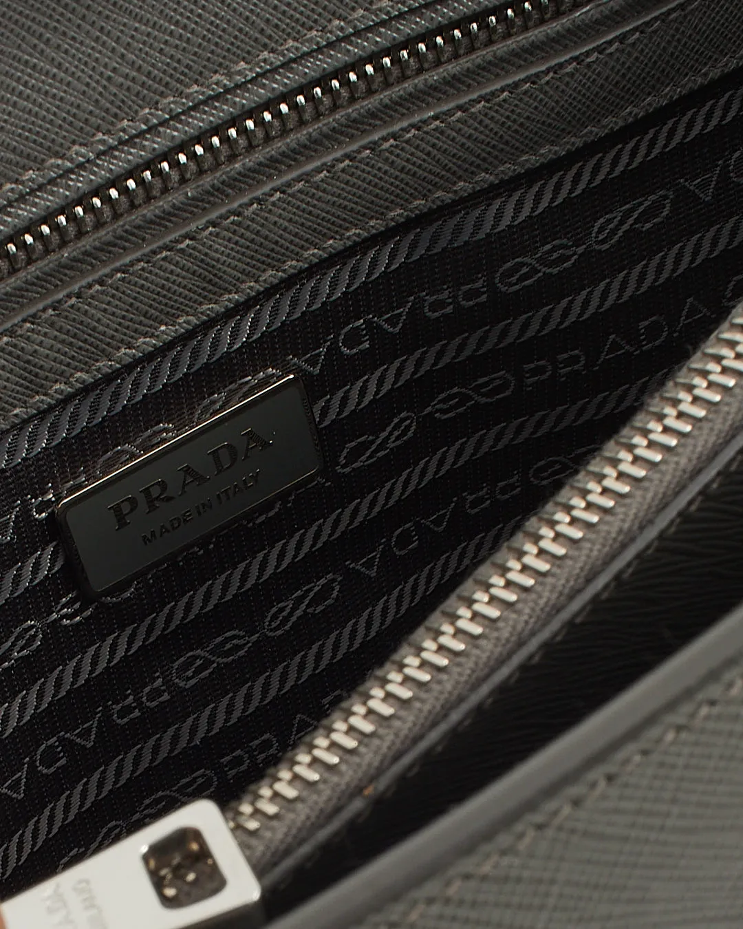 Prada Grey Saffiano Leather Lux Tote Medium Bag