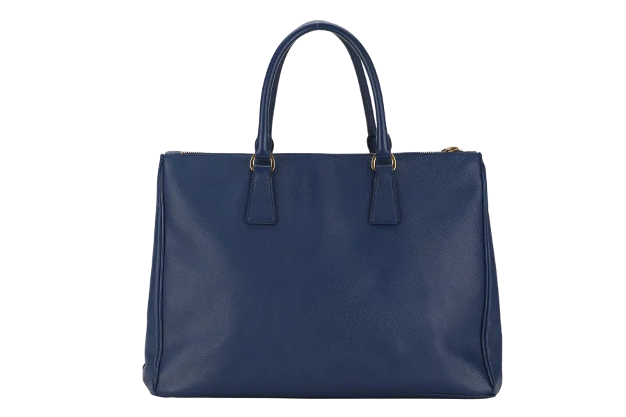 PRADA LARGE GALLERIA DOUBLE ZIP TOTE BLUE SAFFIANO LUX LEATHER GOLD HARDWARE S-N 25 WITH DUST COVER , NO CARD