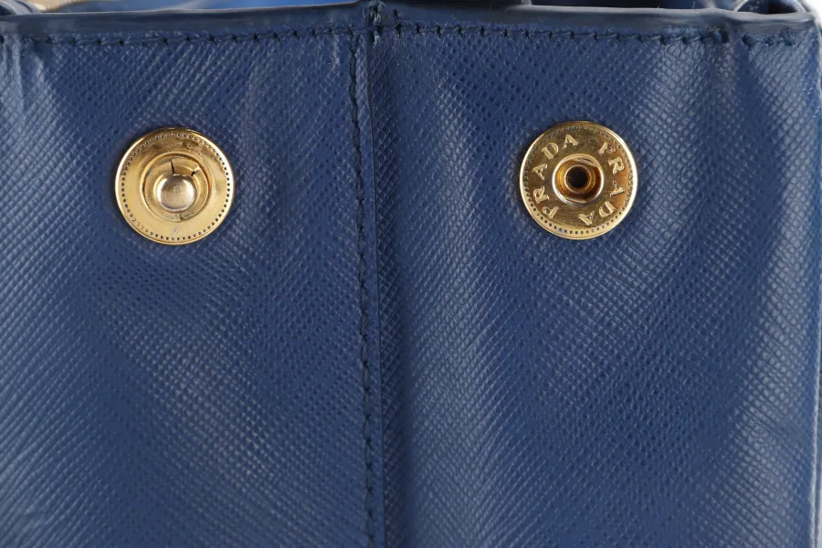 PRADA LARGE GALLERIA DOUBLE ZIP TOTE BLUE SAFFIANO LUX LEATHER GOLD HARDWARE S-N 25 WITH DUST COVER , NO CARD