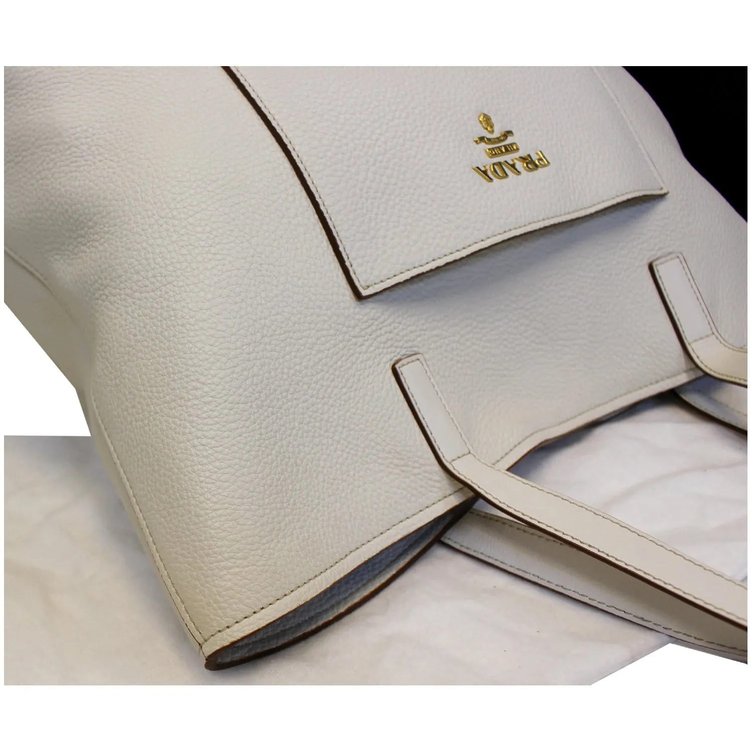 PRADA Large Vitello Daino Shopper Tote Bag White