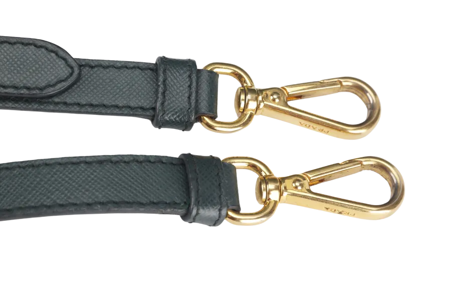 PRADA MEDIUM GALLERIA TOTE GREEN BICOLOR SAFFIANO LUX LEATHER GOLD HARDWARE WITH STRAPS AND DUST COVER