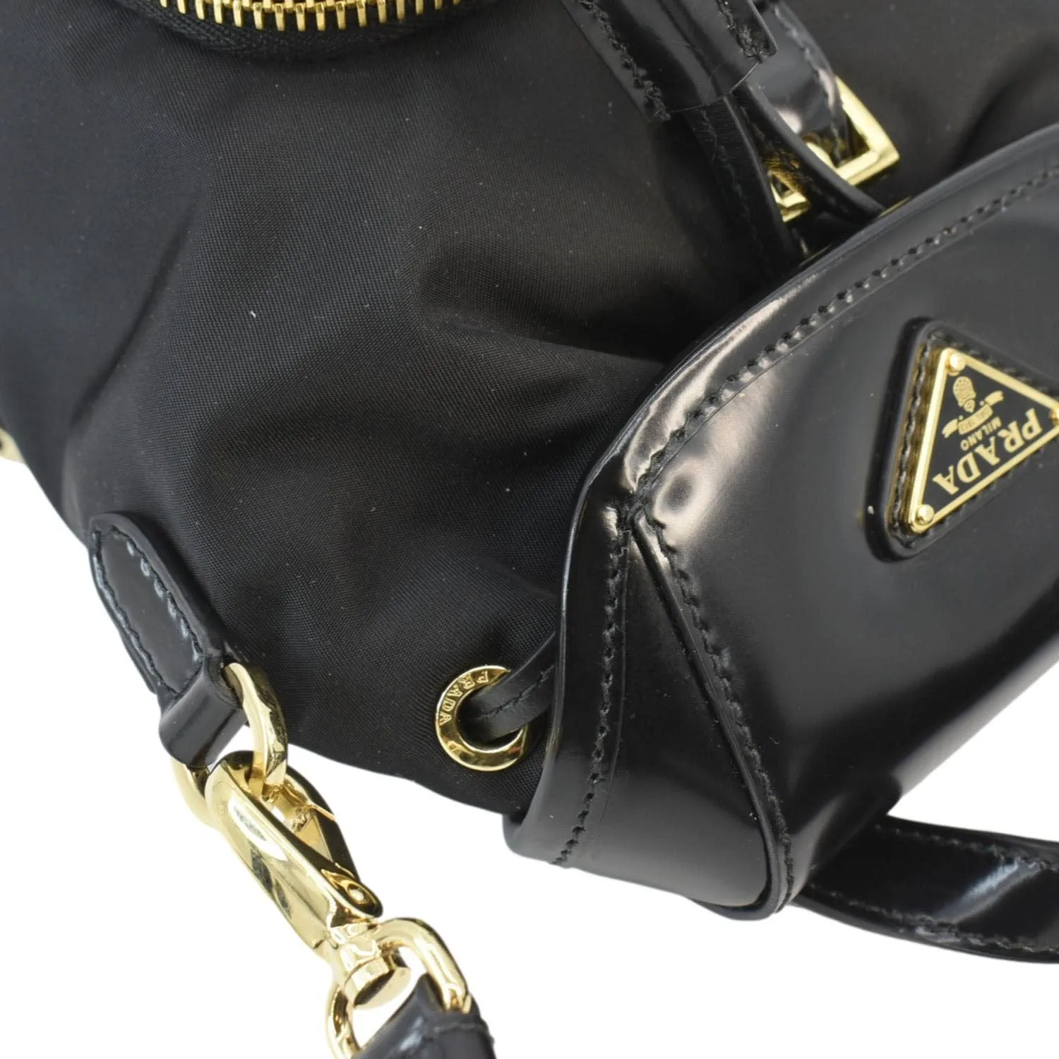 PRADA Re-Nylon Brushed Leather Crossbody Backpack Black