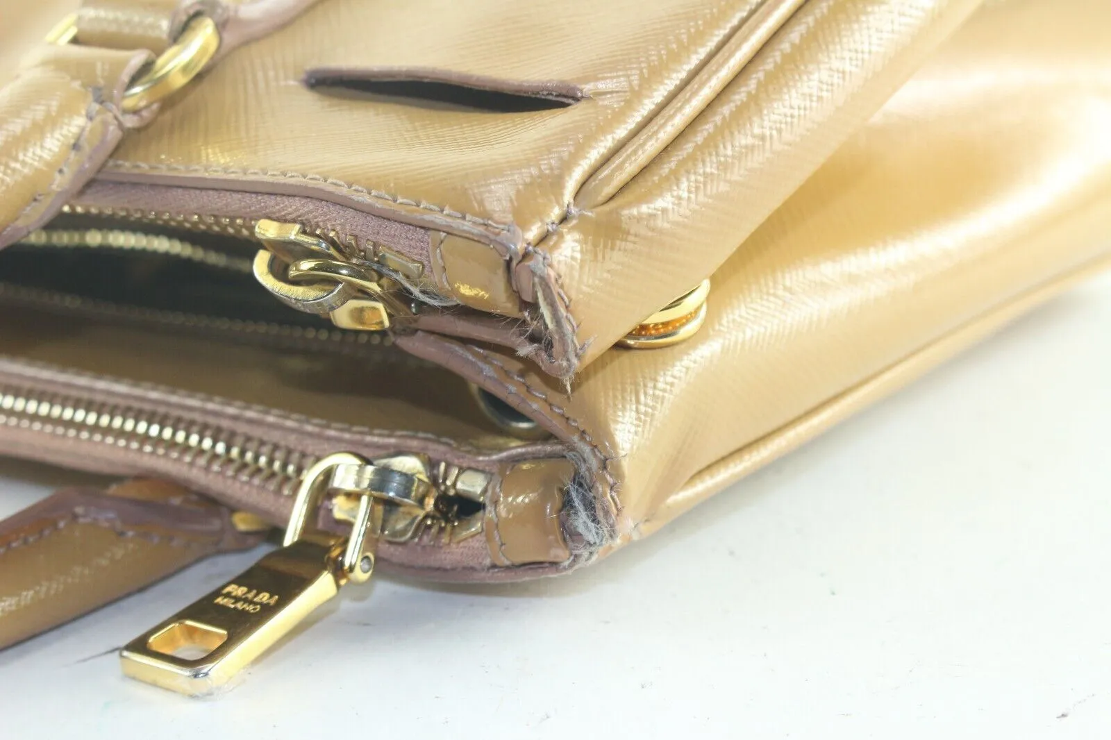 Prada Tan Brown Saffiano Leather Luxe Tote 2way with Strap 3PR831K