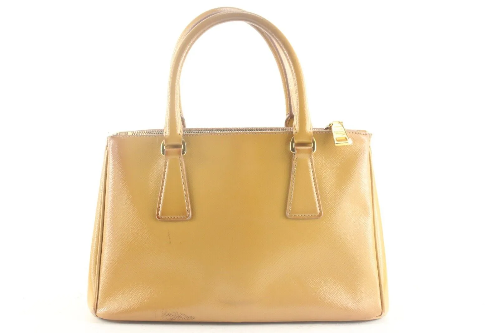 Prada Tan Brown Saffiano Leather Luxe Tote 2way with Strap 3PR831K