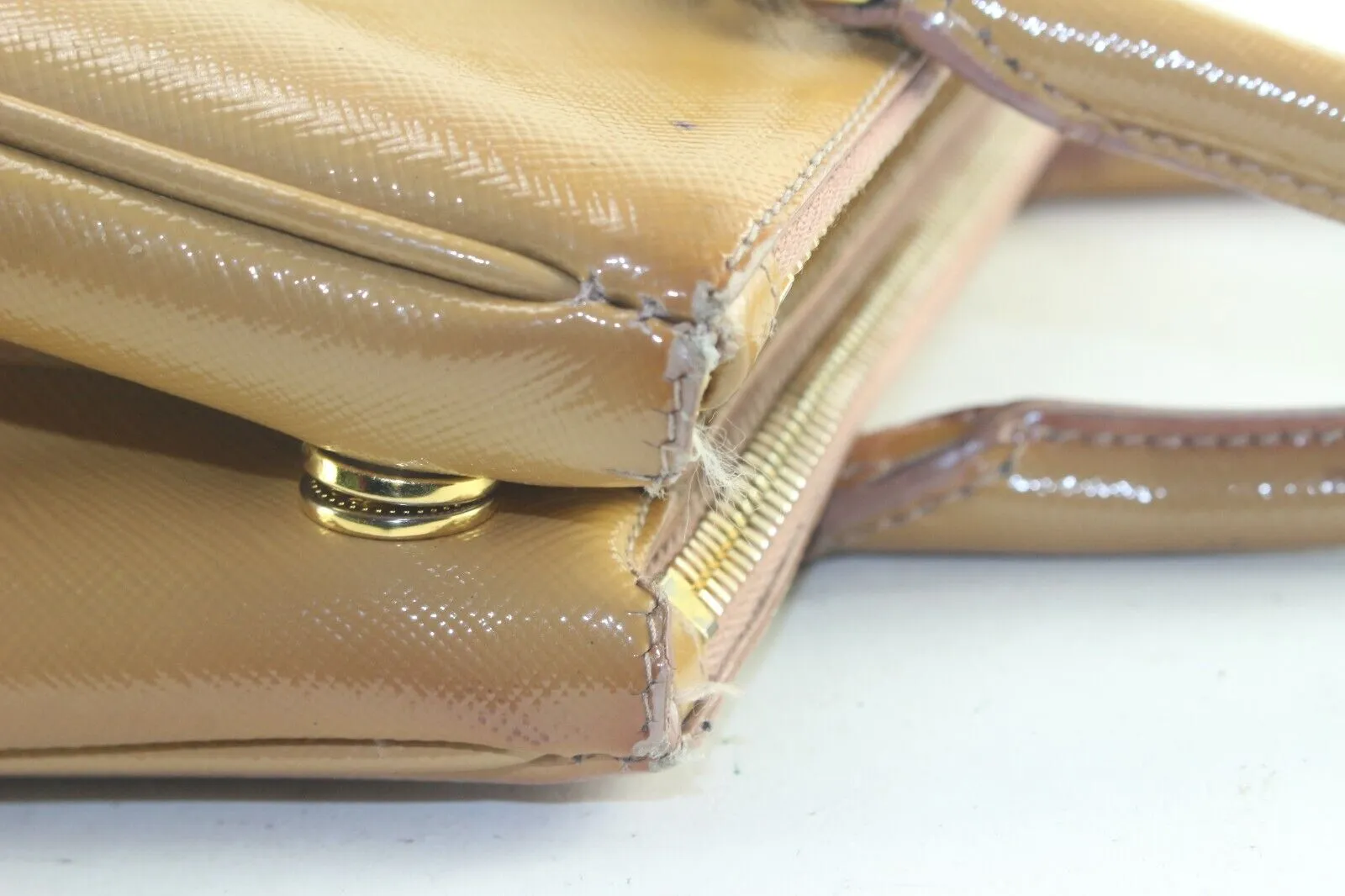 Prada Tan Brown Saffiano Leather Luxe Tote 2way with Strap 3PR831K