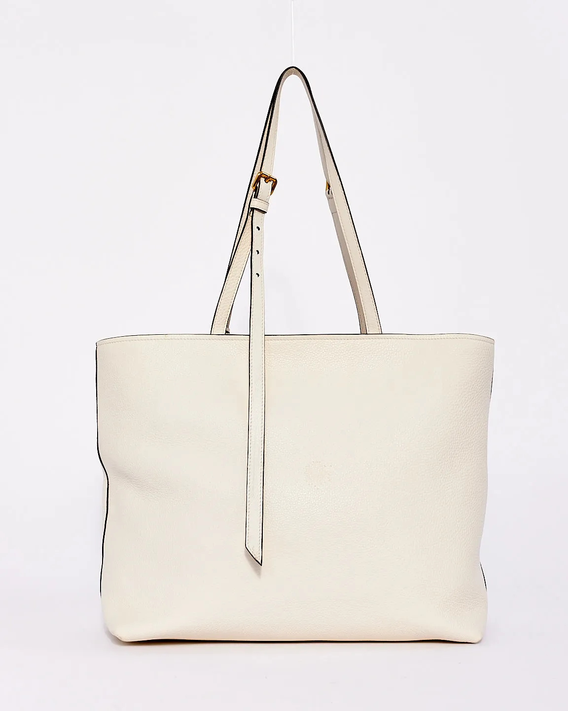 Prada White Vitello Leather Front Pocket Tote Bag