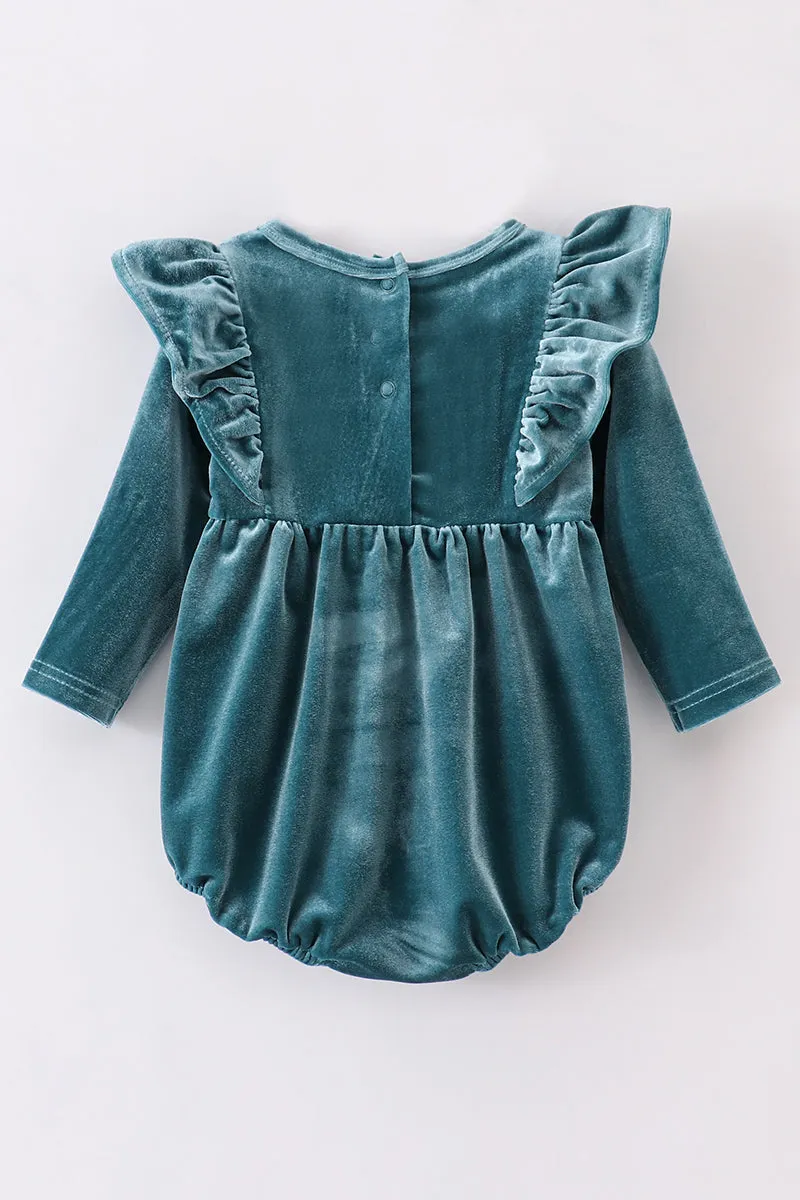 Premium Teal Velvet Ruffle Bubble