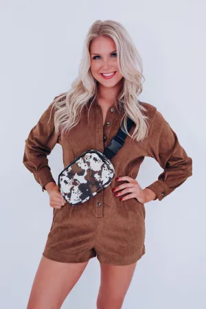Prissy Cow Print Crossbody - Brown