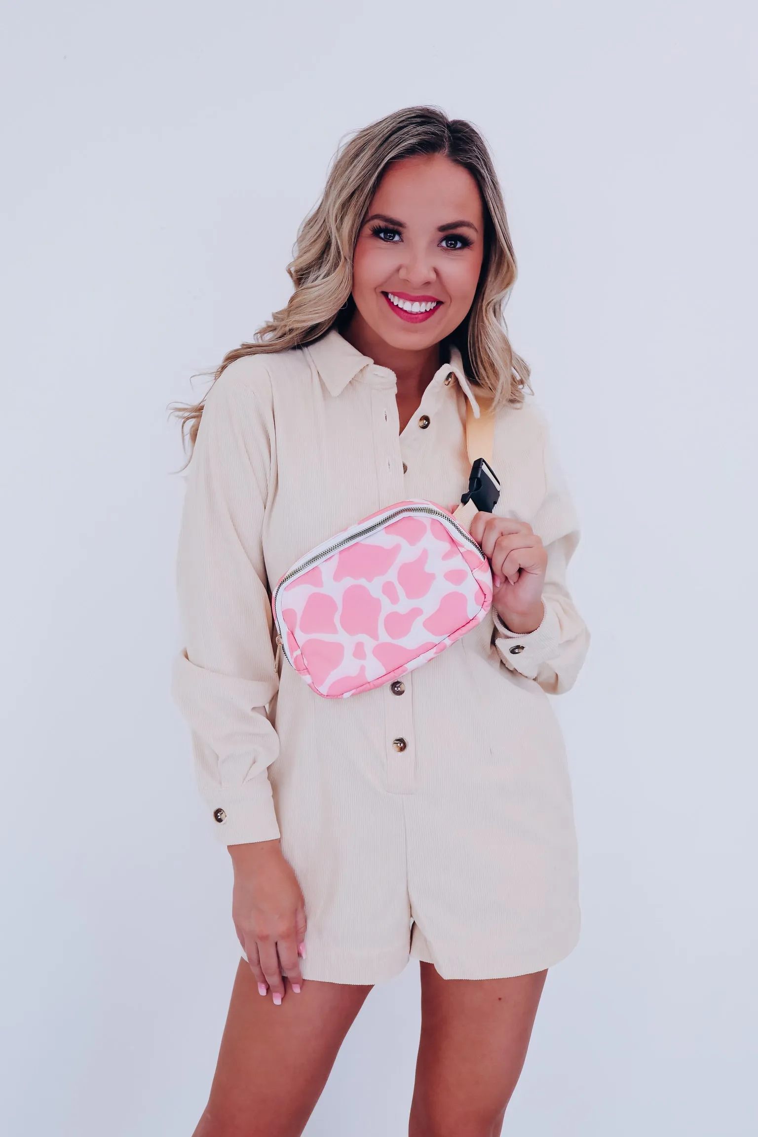 Prissy Cow Print Crossbody - Pink